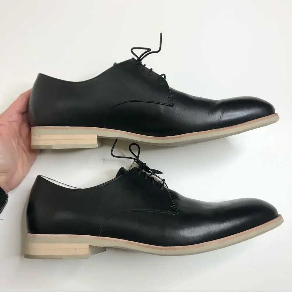 Maison Forte Acro Plain Toe Oxford Black Leather Dress Shoes 11
